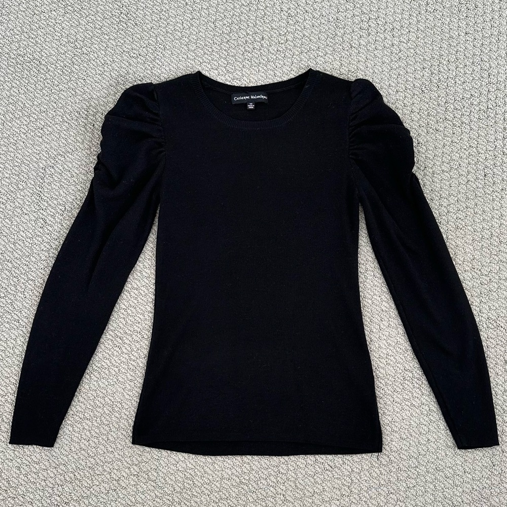 Catherine Melandrino Black Puff Sleeve Sweater